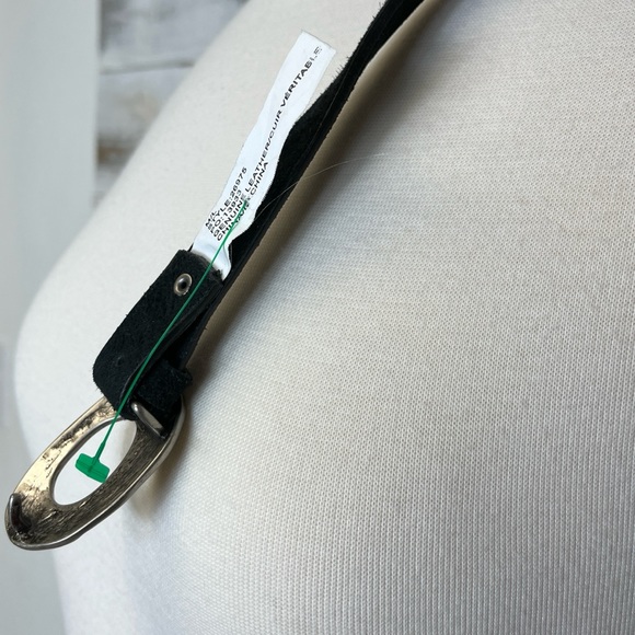 Anthropologie Vintage Black Suede Belt Green Braided Size S M Silver Buckle - Picture 7 of 8